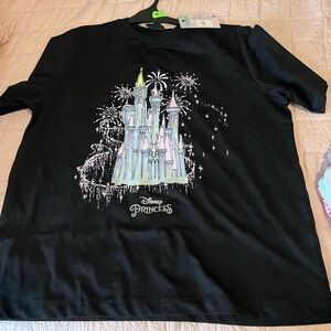 Disney Princess Black Tee with Castle size medium